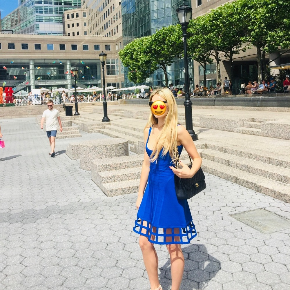 Herve Leger blue dress